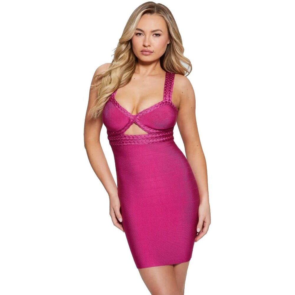 GUESS Womens Ashlee Braided Bandage Dress Pink/Fuschia NWOT Sz M